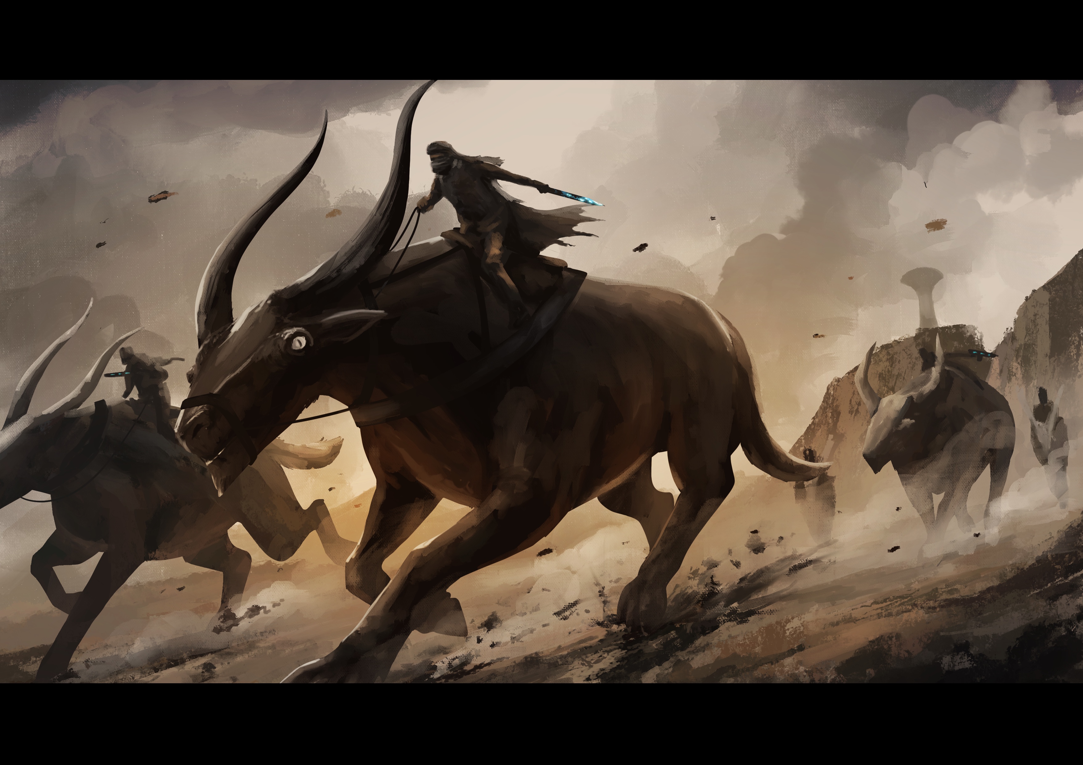 Contractors mounted on Ghyralis Chargers traversing the contested regions of Inland Thazvaar