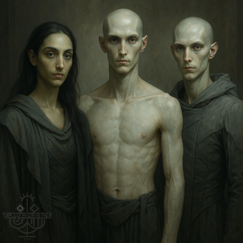Scout-Class Engineered group portrait, mythic epic universe.